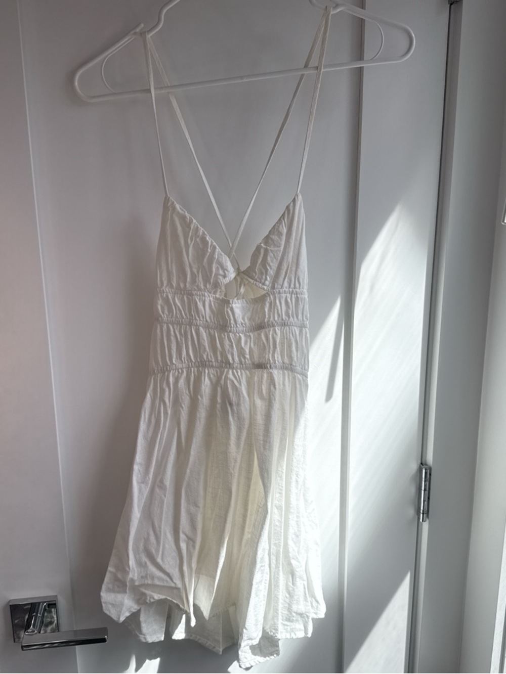 White Mini Sundress with Spaghetti Straps